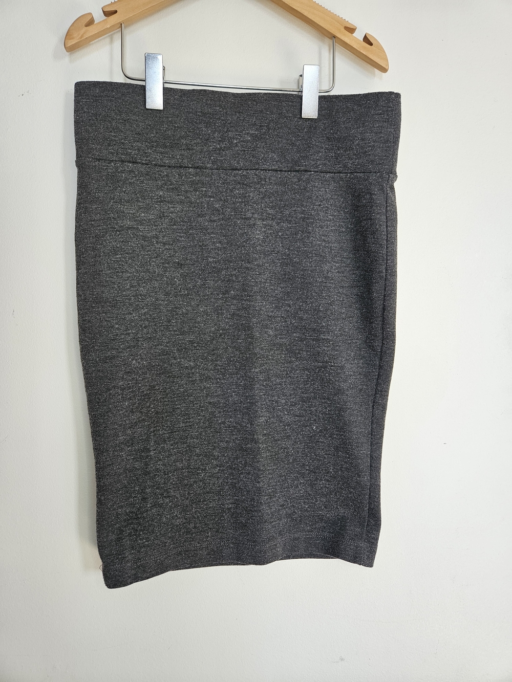 SEDUCTION FASHION Charcoal Grey Knit Pencil Tube Skirt Stretch Elastic Waist XS